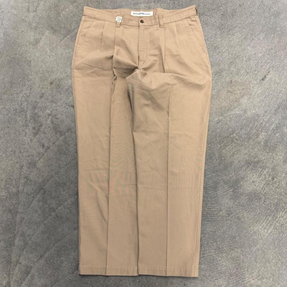 Double Pleated Baggy Khaki Pants Dockers Trousers Slacks 90's Preppy Work 38x31